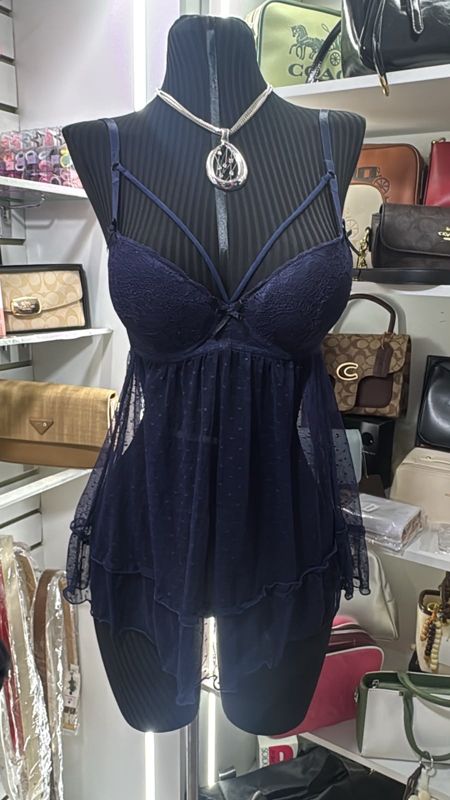 Pijama babydoll azul marino