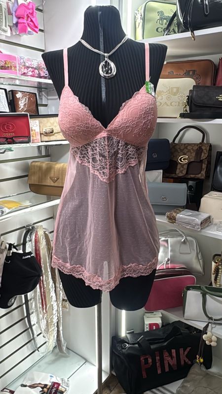 Pijama babydoll color melón